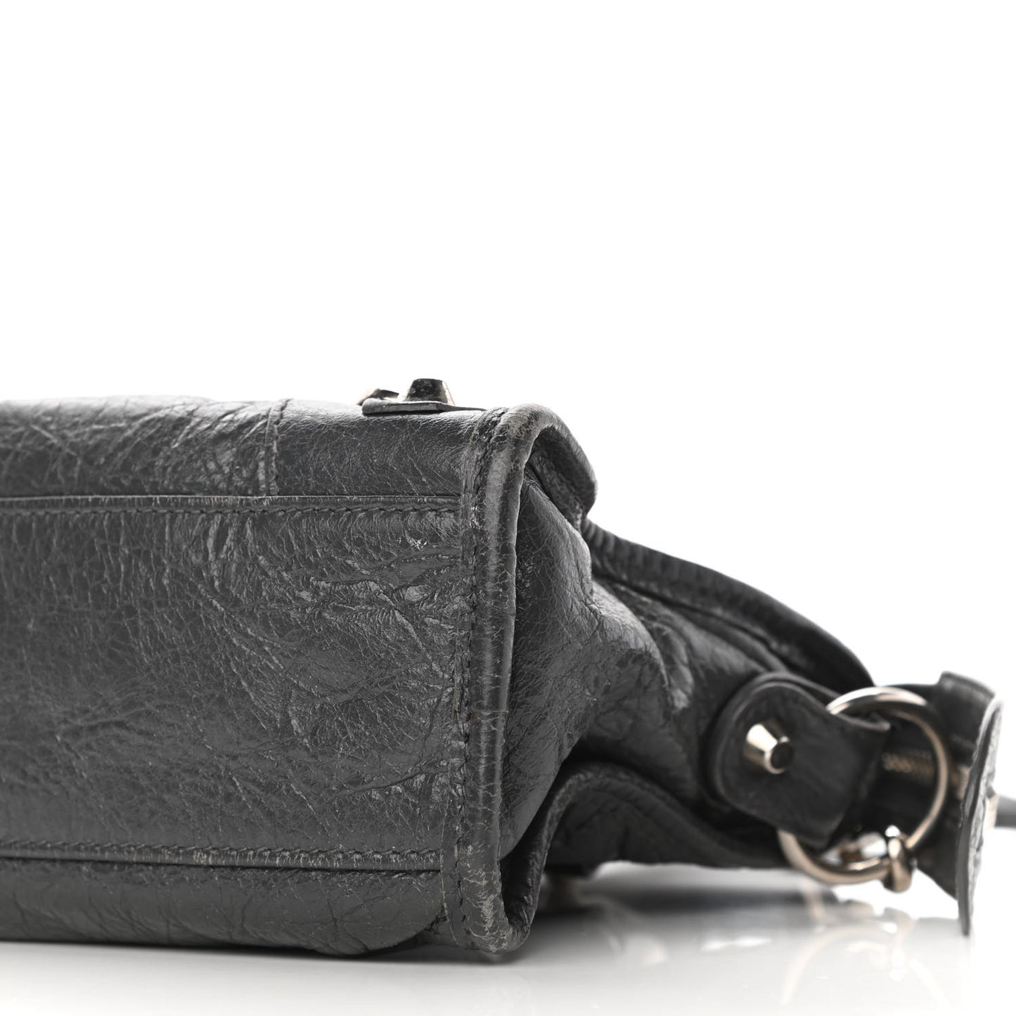 Agneau Classic Silver Hardware Mini City Gris Fossile