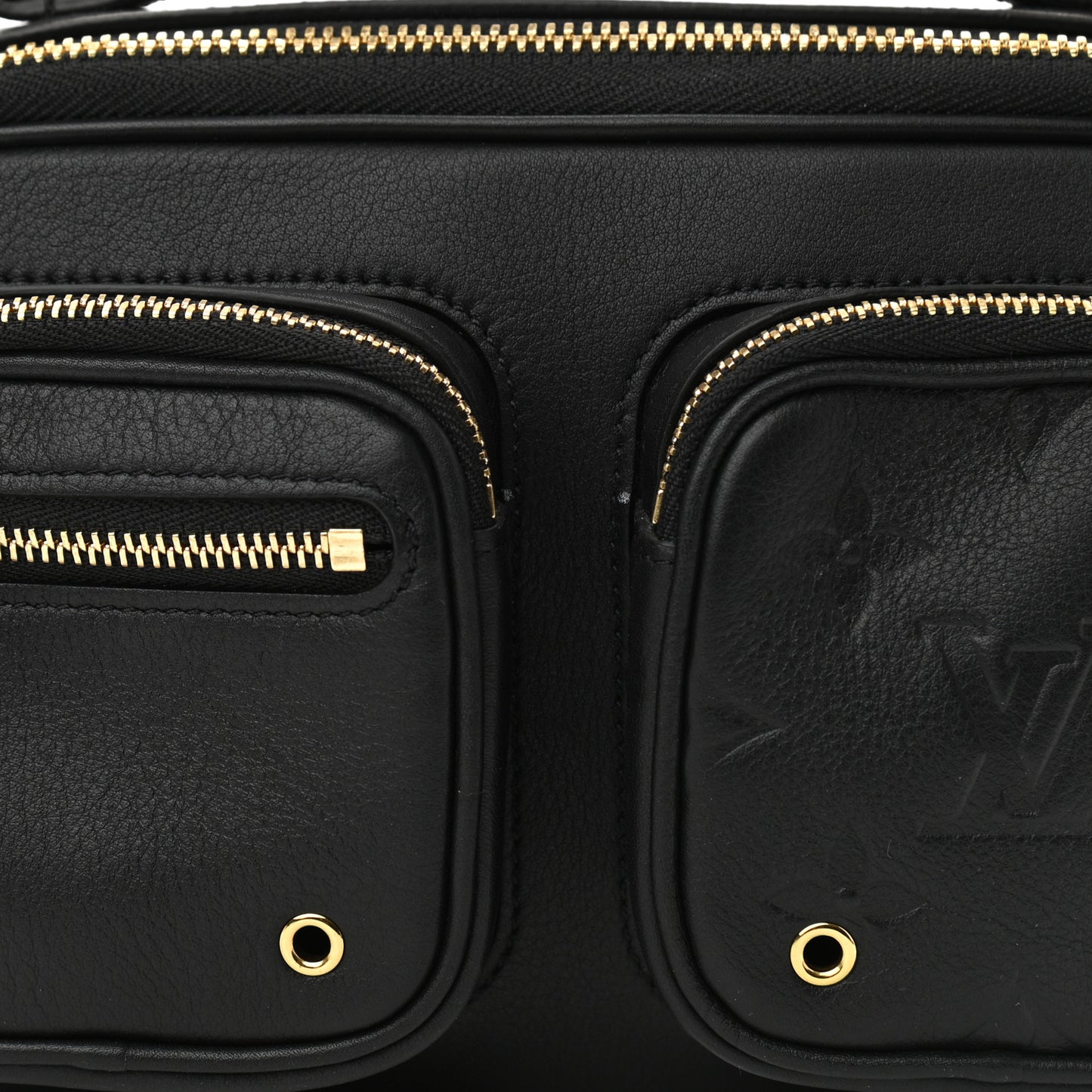 Calfskin Monogram Embossed Utility Crossbody Black