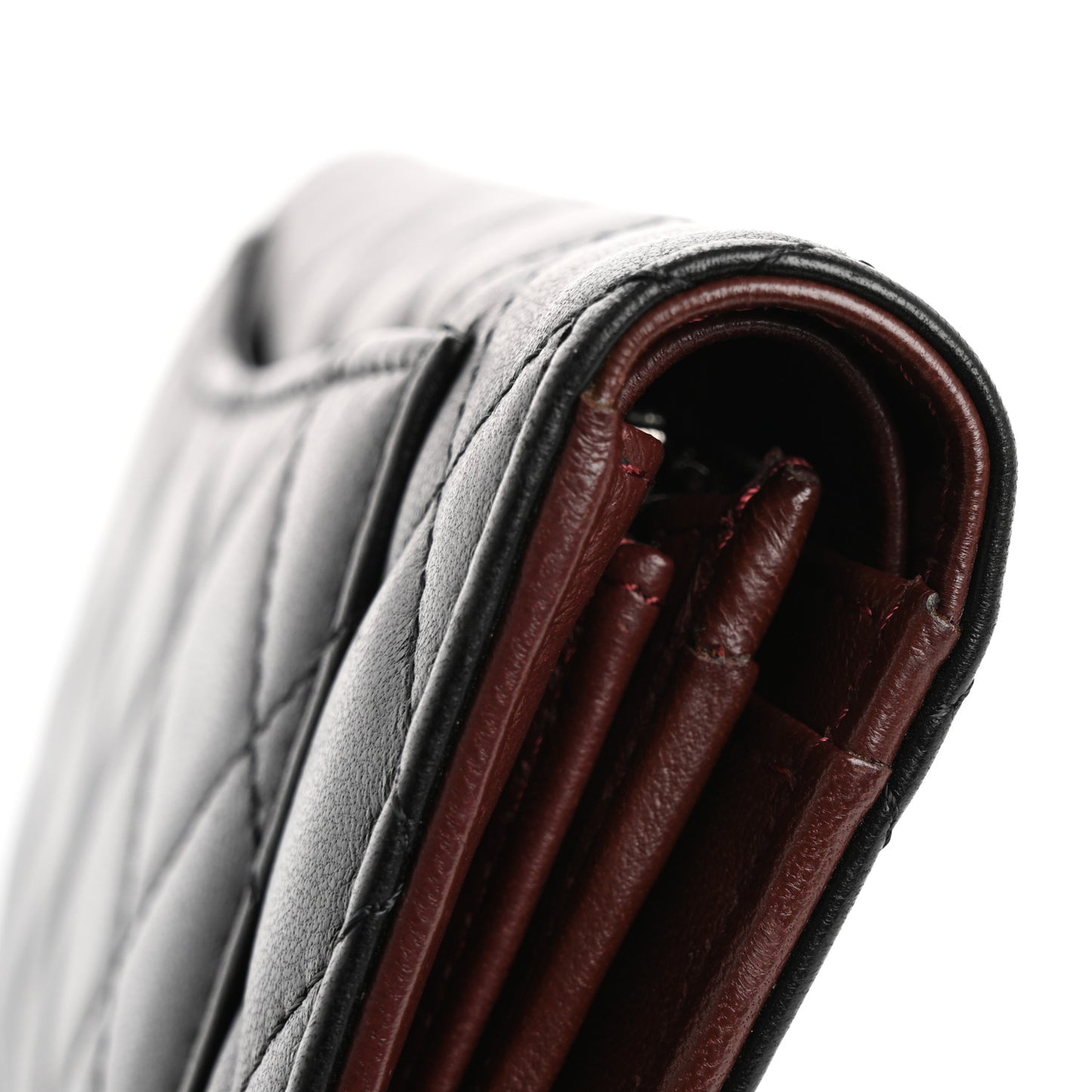 Lambskin Quilted Yen Wallet Black