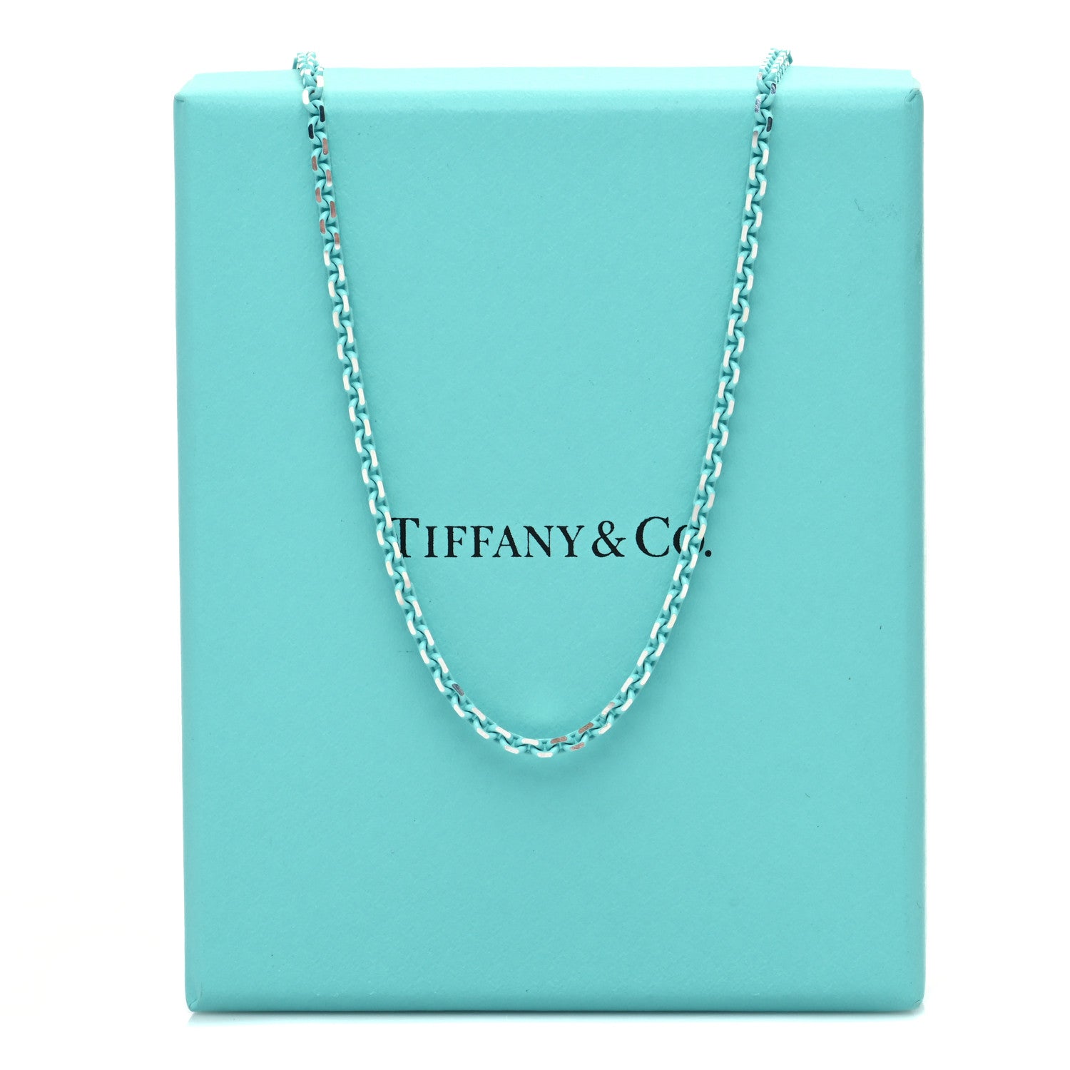 Tiffany Sterling Silver Enamel 1.75mm Chain Necklace Blue 30" 6 of 6