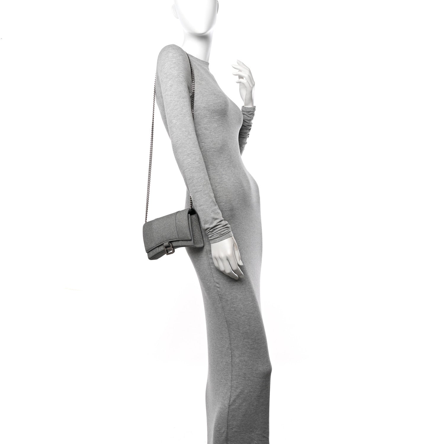 Balenciaga Glitter Fabric Hourglass Chain Bag Grey 2 of 9