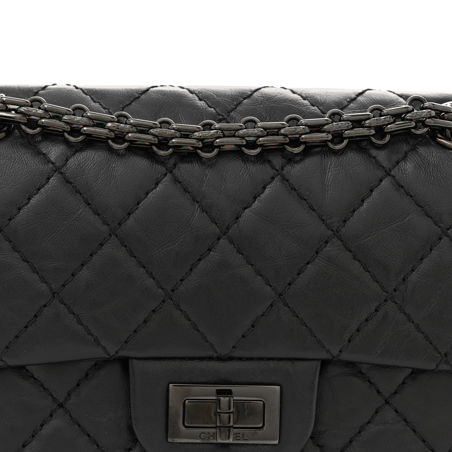 Chanel Aged Calfskin Quilted 2.55 Reissue Mini Flap So Black 8 of 10