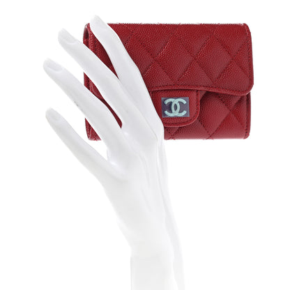 Chanel Caviar Quilted Flap Card Holder Dark Red 2 of 9