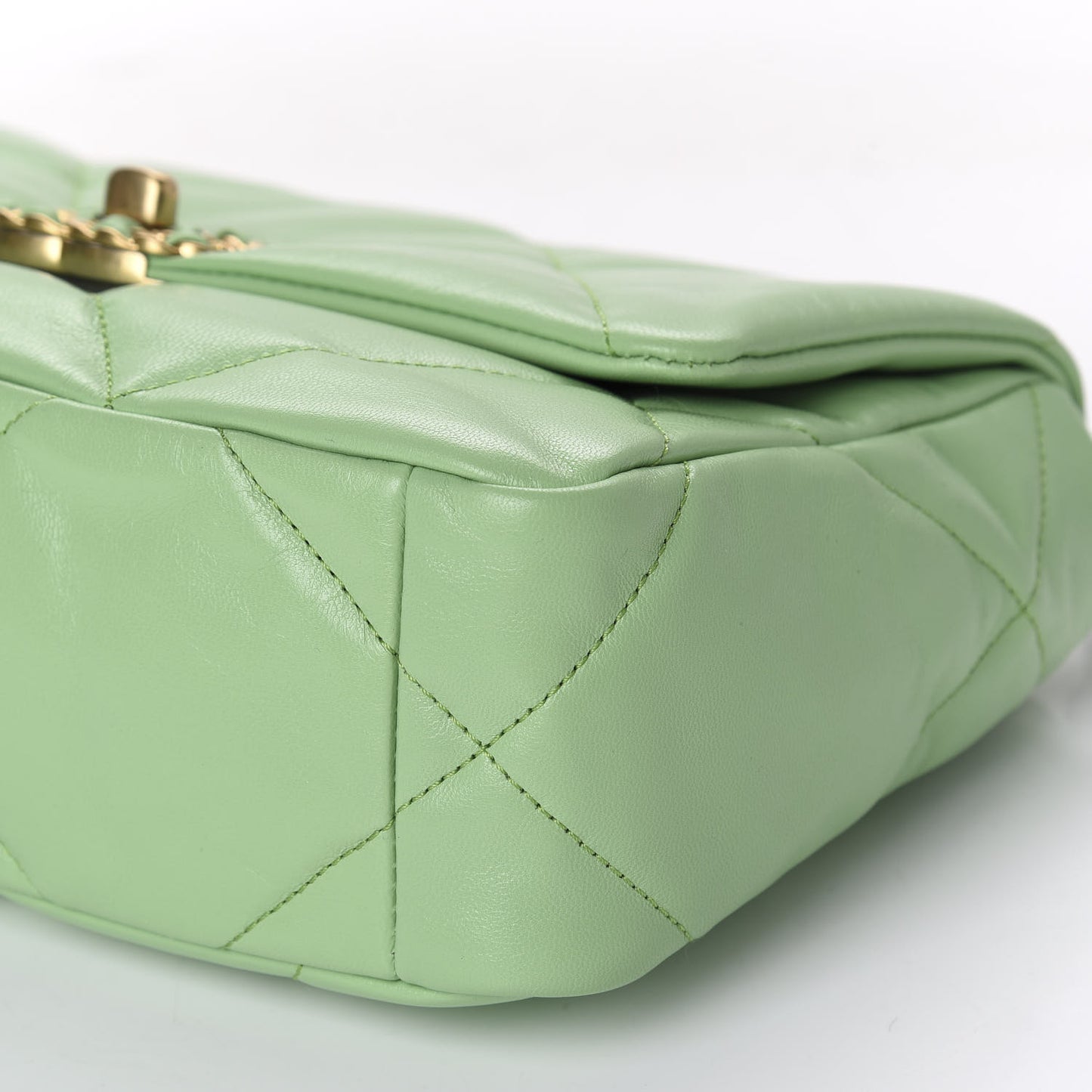 Goatskin Quilted Medium 19 Flap Light Green