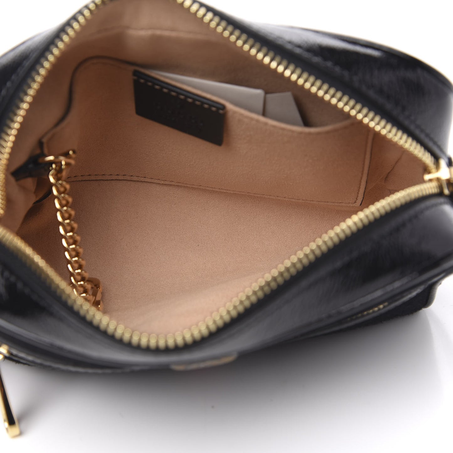Suede Patent Web Mini Ophidia Shoulder Bag Black