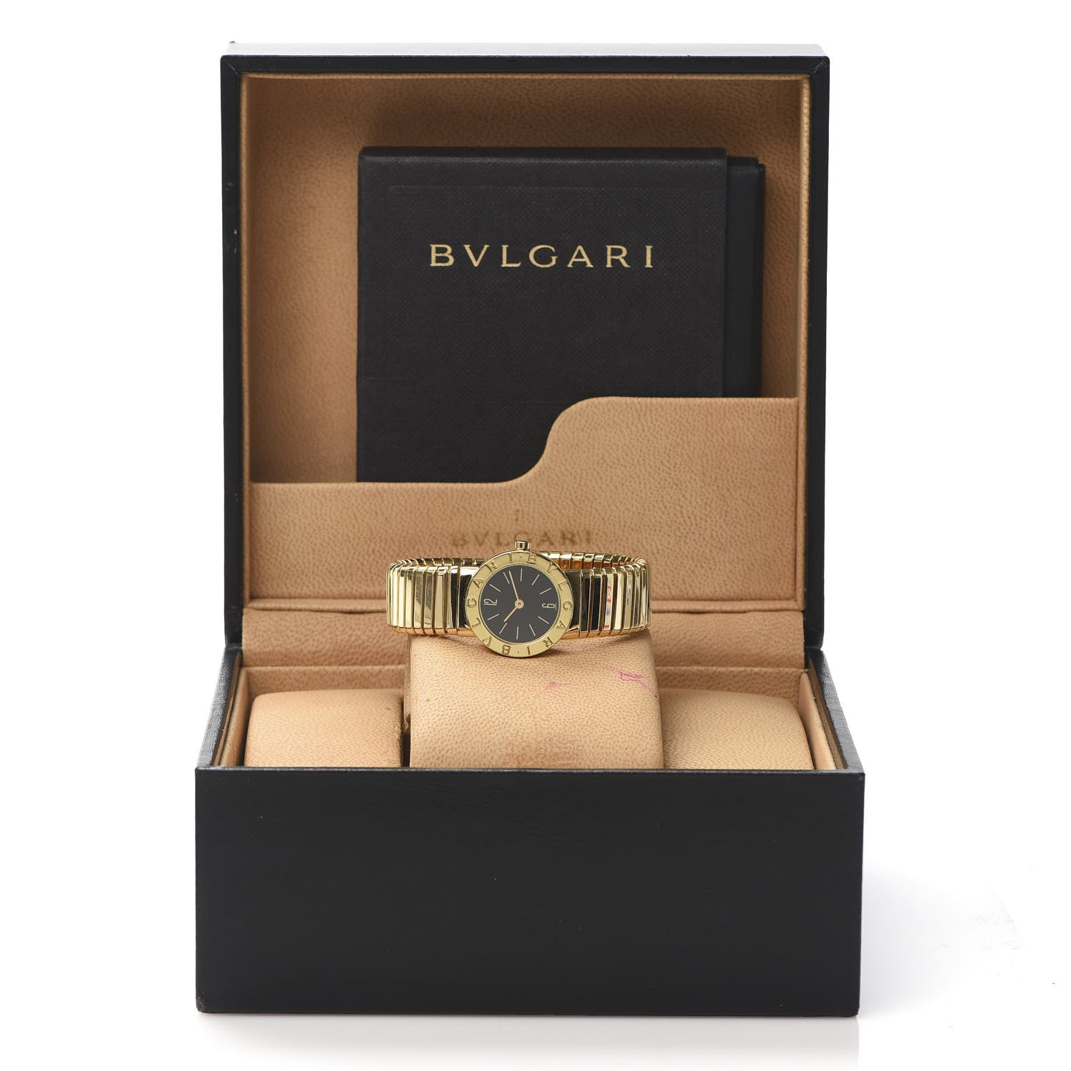 Bulgari 18K Yellow Gold 23mm Tubogas Quartz Watch Black 14 of 14