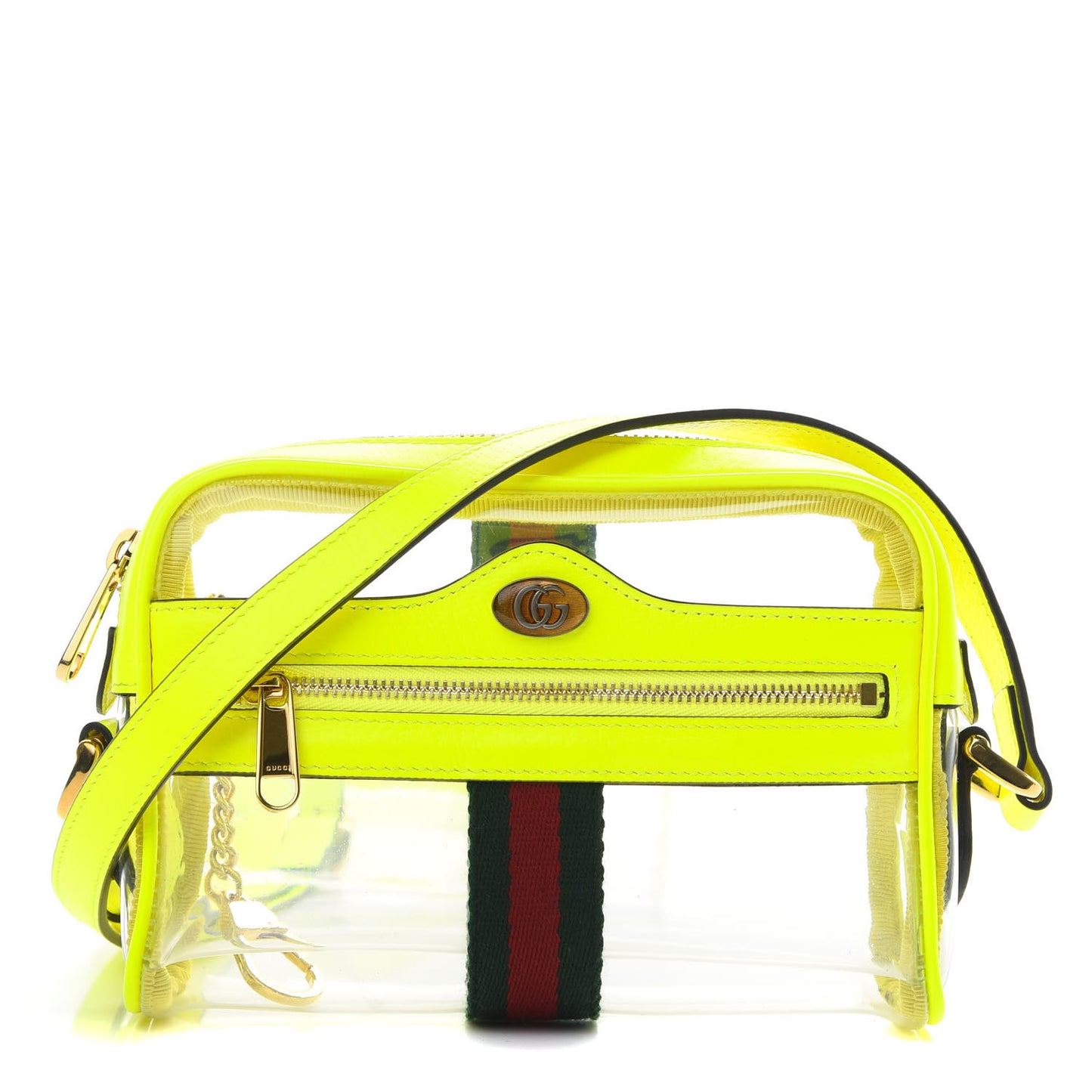 Vinyl Web Mini Ophidia Transparent Shoulder Bag Yellow Fluo