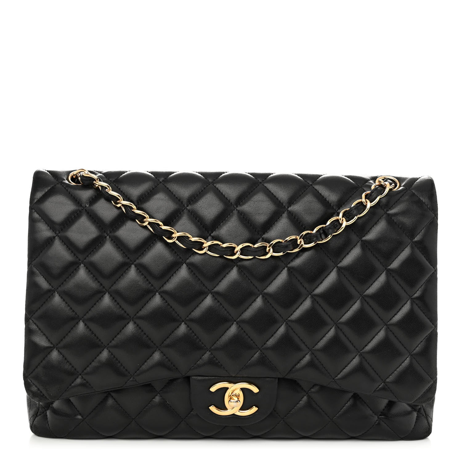 Chanel Lambskin Quilted Maxi Double Flap Black 1 of 11