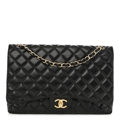 Chanel Lambskin Quilted Maxi Double Flap Black 1 of 11