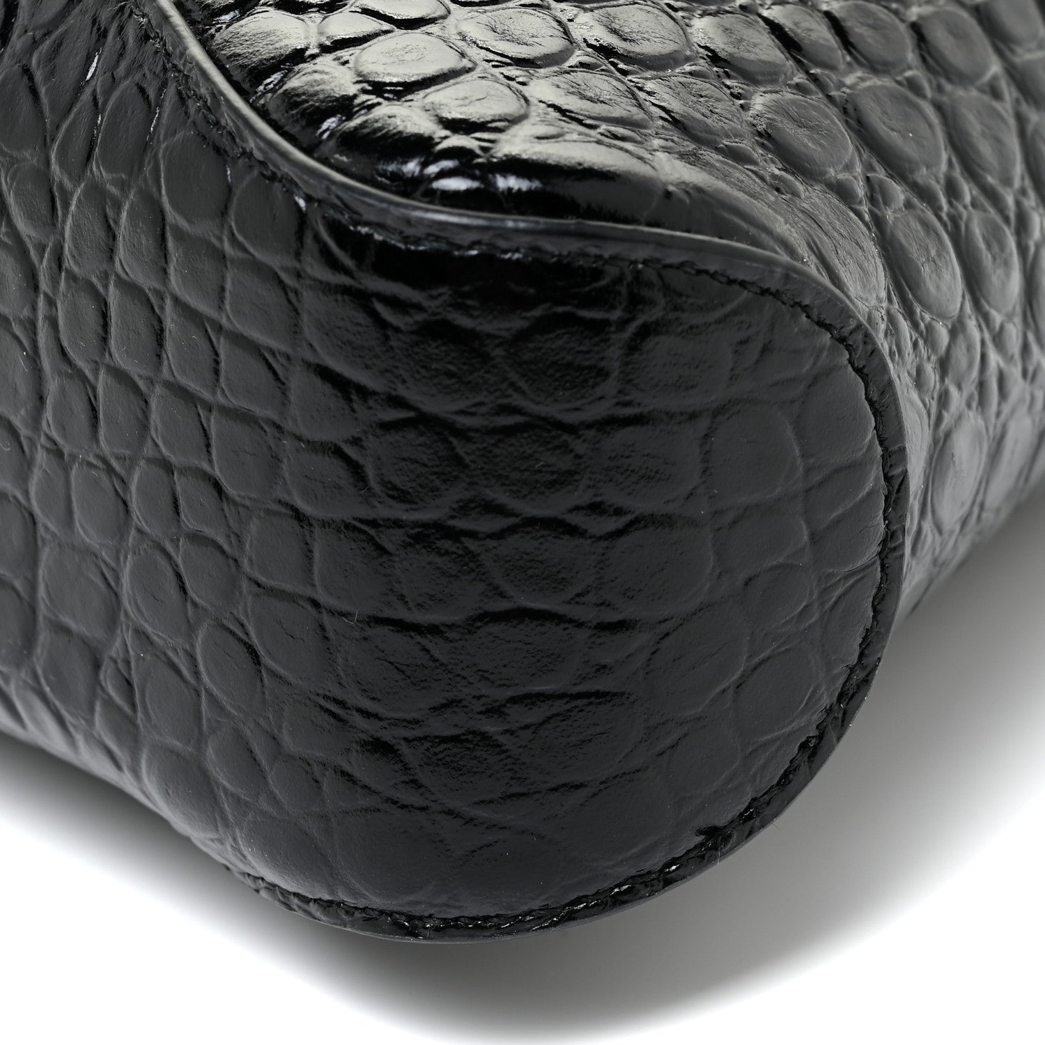 Balenciaga Shiny Super Supple Calfskin Crocodile Embossed Medium XX Flap Bag Black 9 of 12