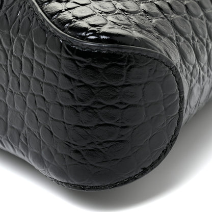 Balenciaga Shiny Super Supple Calfskin Crocodile Embossed Medium XX Flap Bag Black 9 of 12