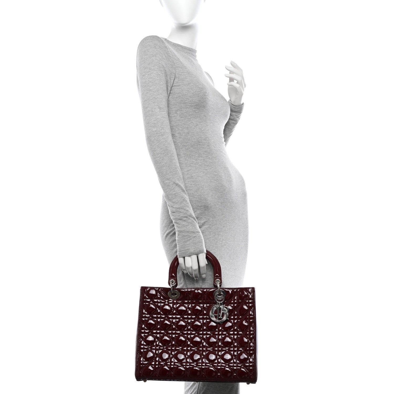 Christian Dior Patent Cannage Large Lady Dior Red 2 of 11