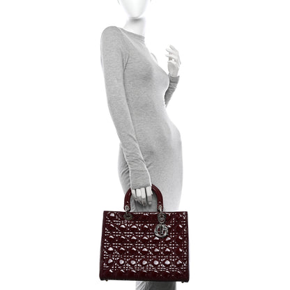 Christian Dior Patent Cannage Large Lady Dior Red 2 of 11