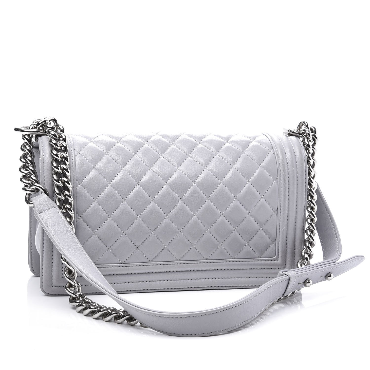 Chanel Calfskin Quilted Medium Boy Flap Light Grey 2 of 10