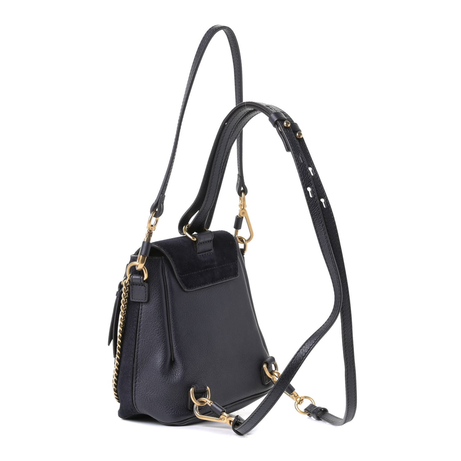 Chloe Suede Calfskin Studded Mini Faye Backpack Full Blue 5 of 12