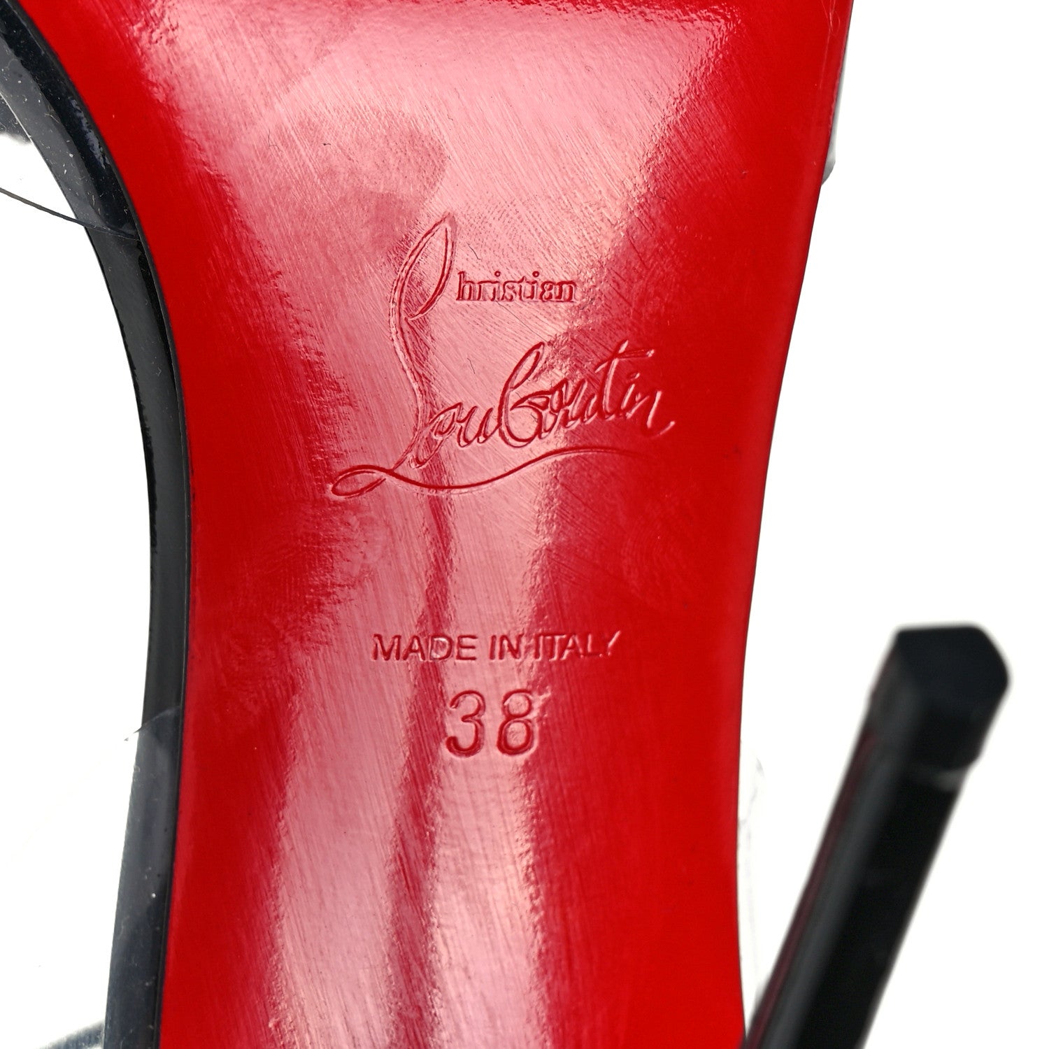 Christian Louboutin Metallic Calfskin Glitter Tonic PVC Fossiliza 100 Sandals 38 Black 6 of 8