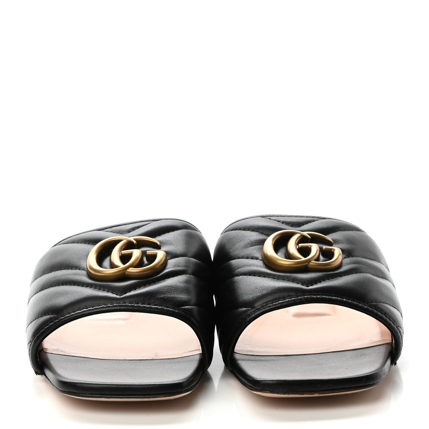 Nappa Matelasse GG Marmont Flat Slide Sandals 39.5 Black