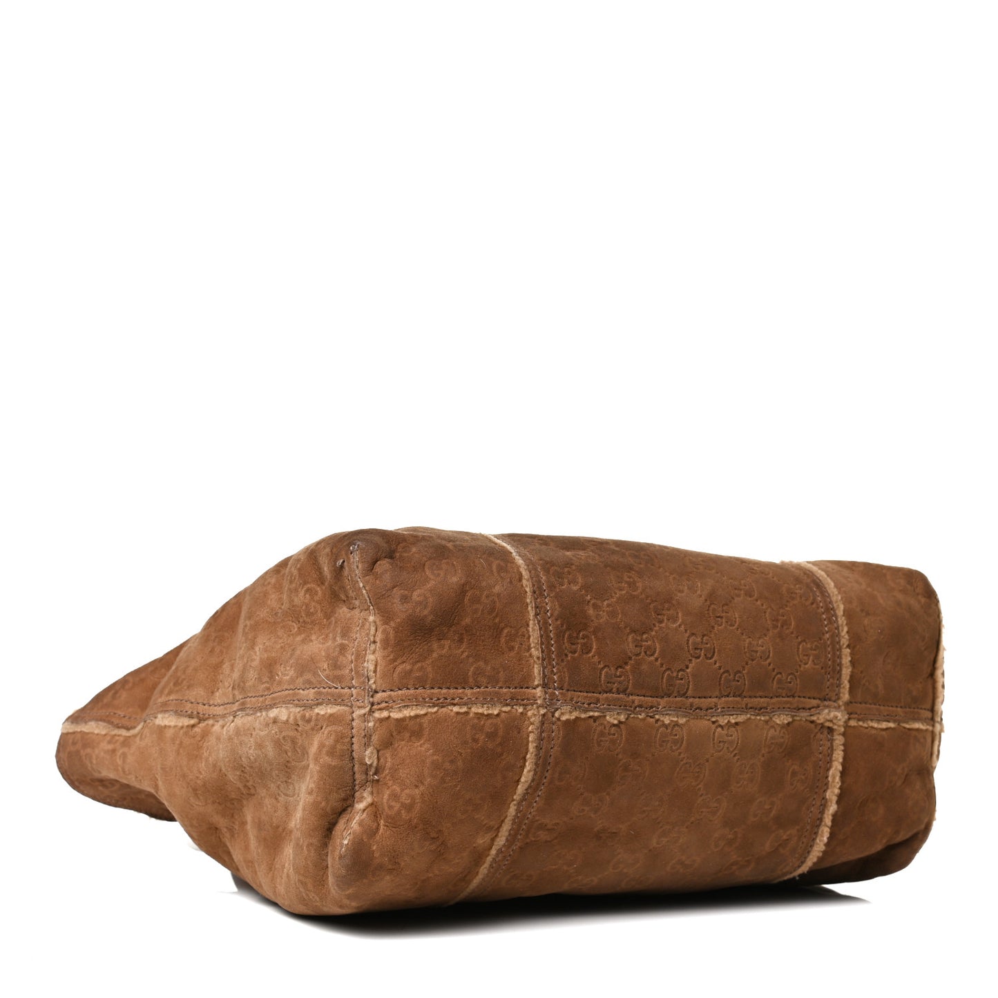Suede Shearling Guccissima Large Jolicoeur Tote Tan