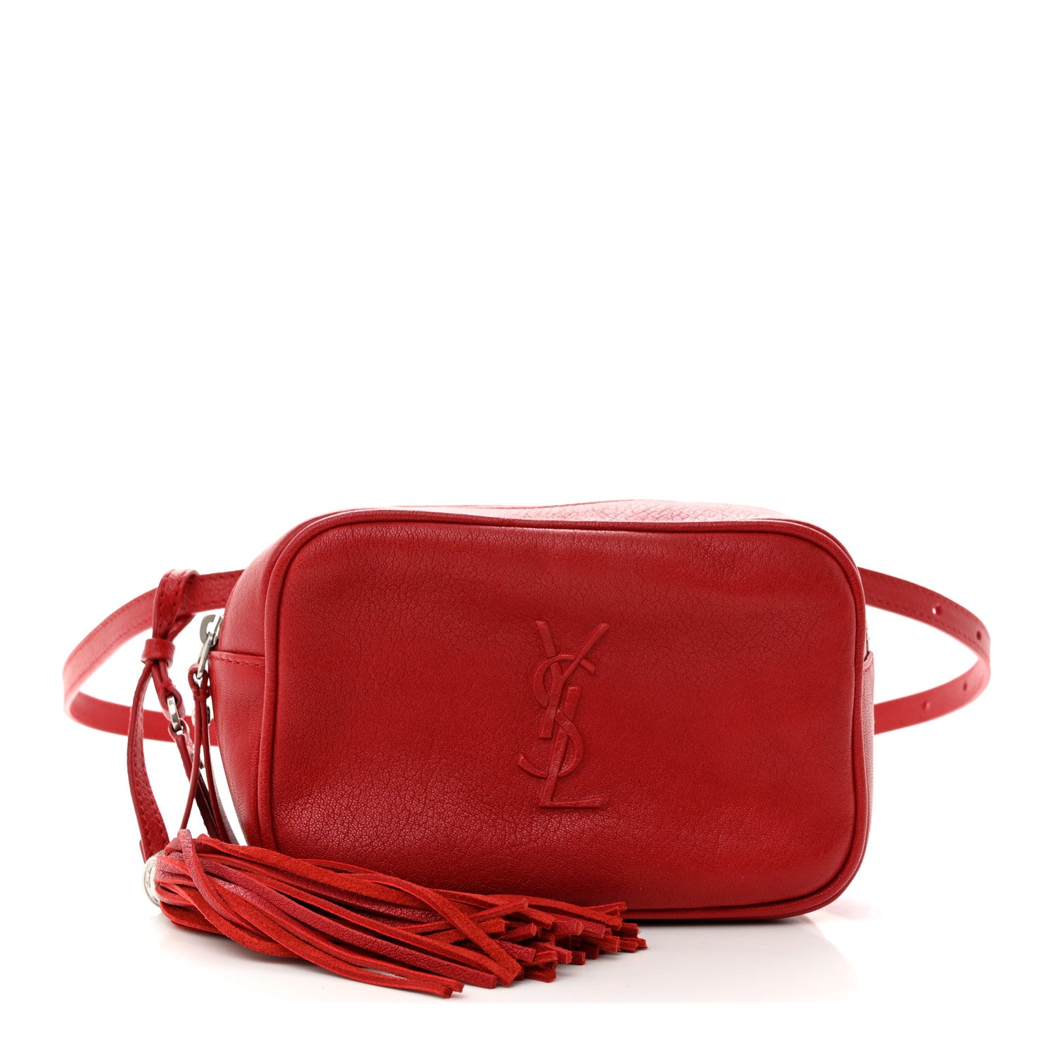 Saint Laurent Lambskin Monogram Lou Belt Bag Red 1 of 12