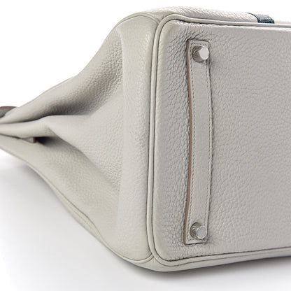 Hermes Taurillon Clemence Lizard Club Birkin 35 Gris Perle White Mykonos 37 of 39