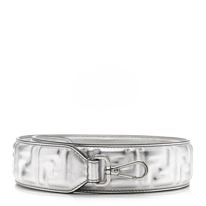 Fendi Vitello Catalan Mirror FF 1974 Embossed Strap You Argento 1 of 4