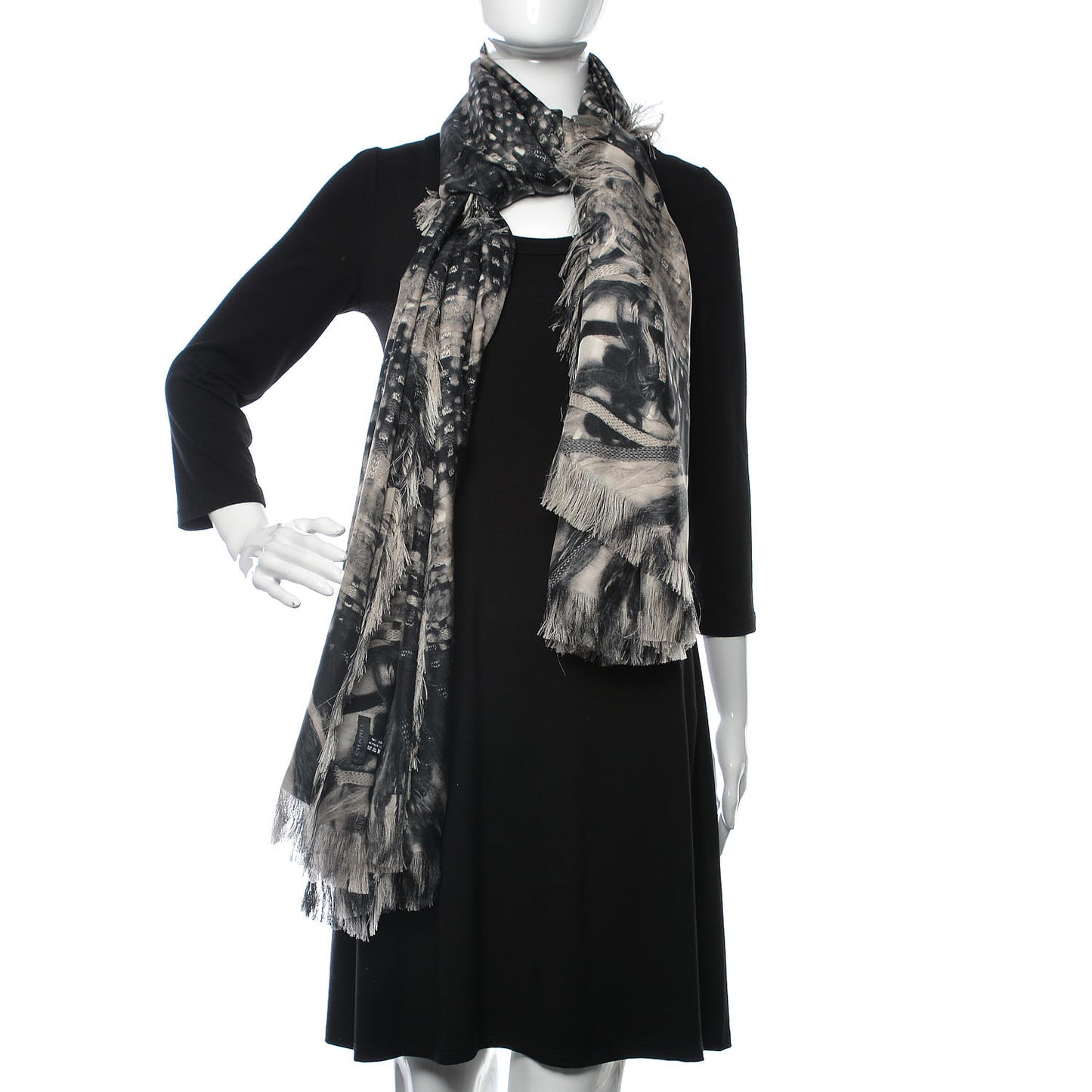 Silk CC Logo Scarf Black White