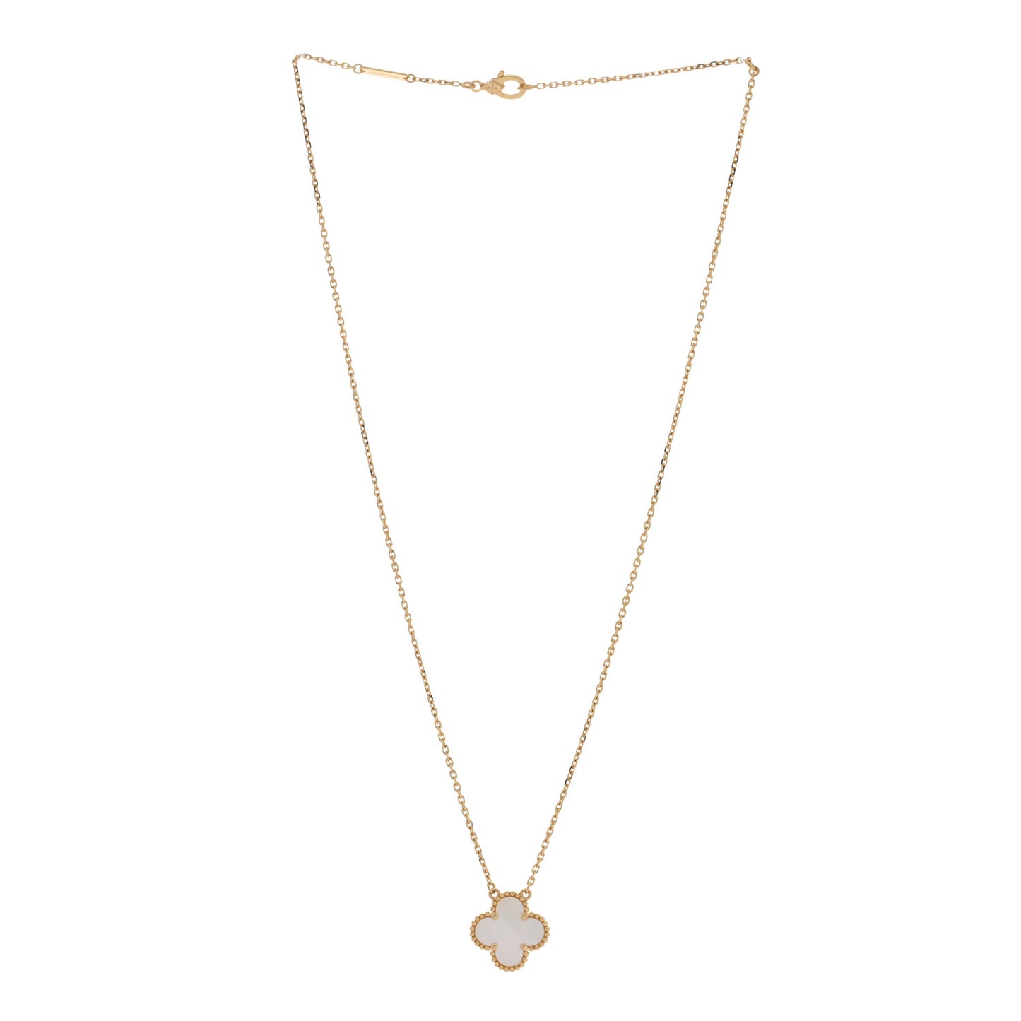 18K Yellow Gold Mother of Pearl Vintage Alhambra Pendant Necklace