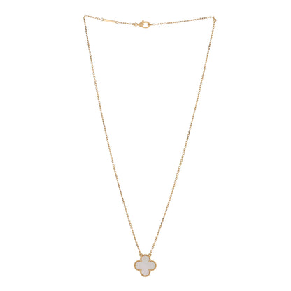 Van Cleef & Arpels 18K Yellow Gold Mother of Pearl Vintage Alhambra Pendant Necklace 2 of 4