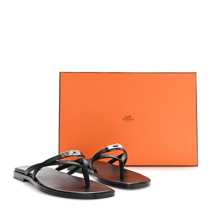 Hermes Calfskin Miss Sandals 36 Black 8 of 8