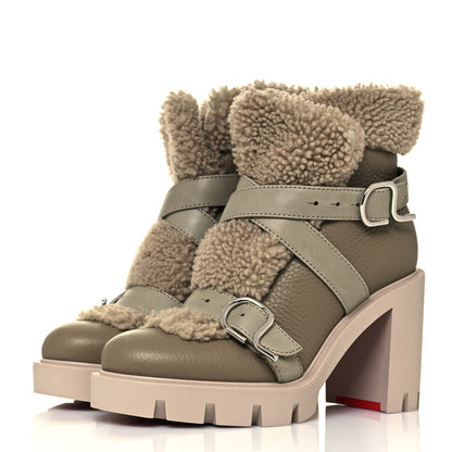 Christian Louboutin Calfskin Shearling Pole Chic 70 Booties 35 Champignon 3 of 7