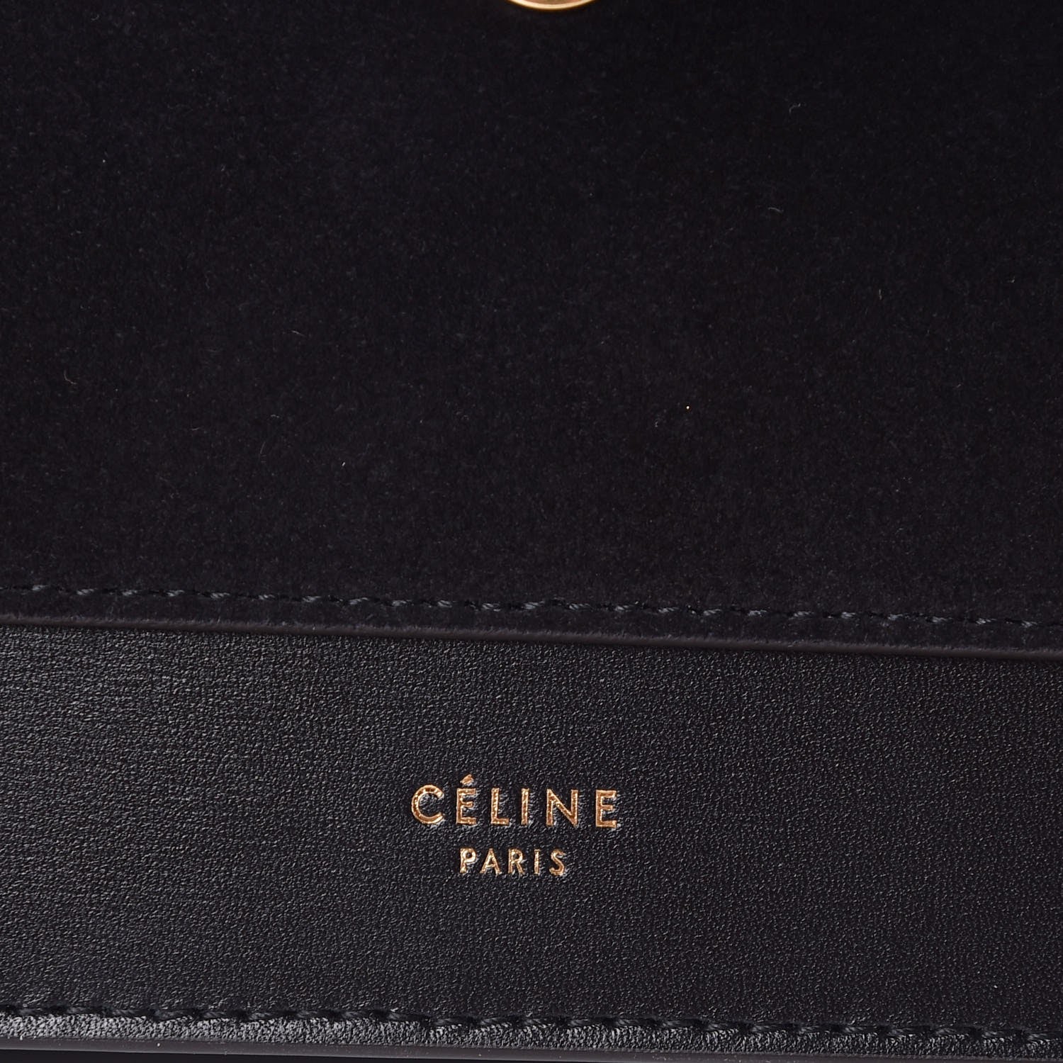 Celine Ostrich Leg Calfskin Suede Clutch on a Chain Black 7 of 8