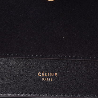 Celine Ostrich Leg Calfskin Suede Clutch on a Chain Black 7 of 8