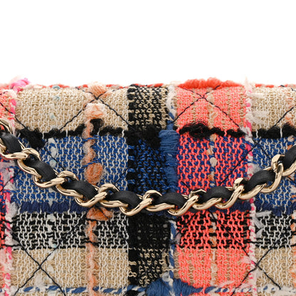 Chanel Tweed Quilted Wallet on Chain WOC Pink Blue Beige 9 of 12