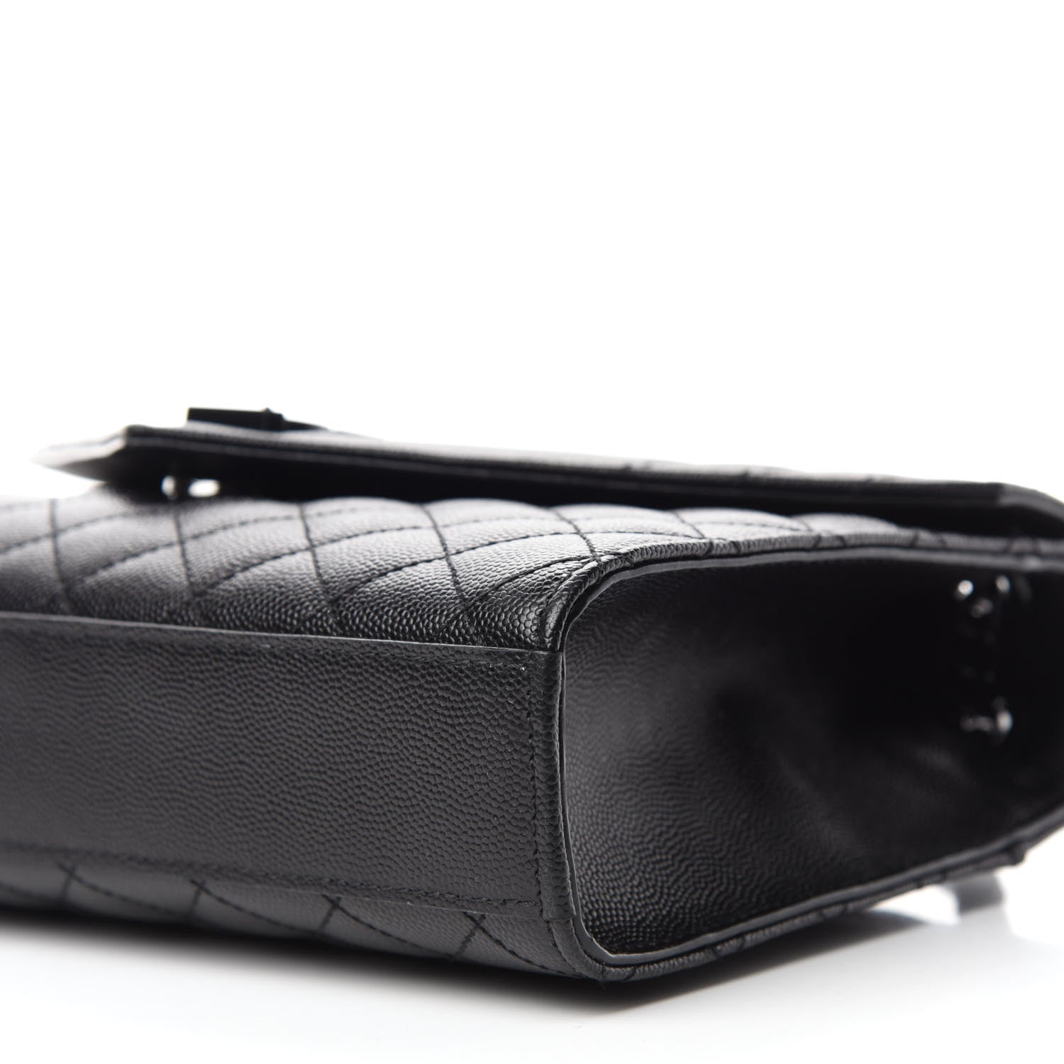 Saint Laurent Grain De Poudre Textured Mixed Matelasse Triquilt Medium Monogram Satchel Black 7 of 12