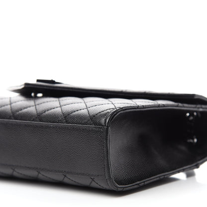 Saint Laurent Grain De Poudre Textured Mixed Matelasse Triquilt Medium Monogram Satchel Black 7 of 12