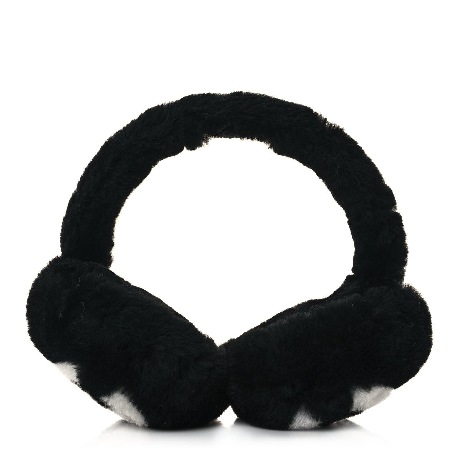 Chanel Shearling CC Ear Muffs Black White 1 of 4