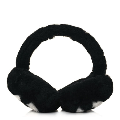 Chanel Shearling CC Ear Muffs Black White 1 of 4