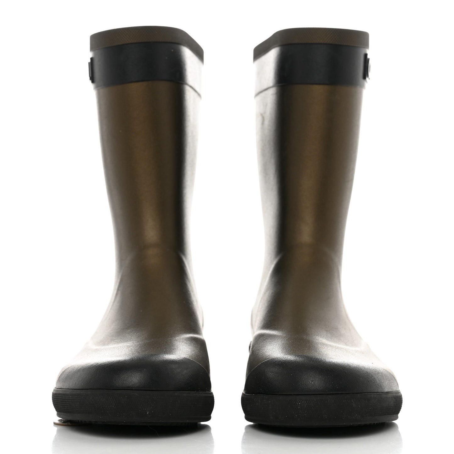 Rubber Logo Short Rain Boots 38 Green Black