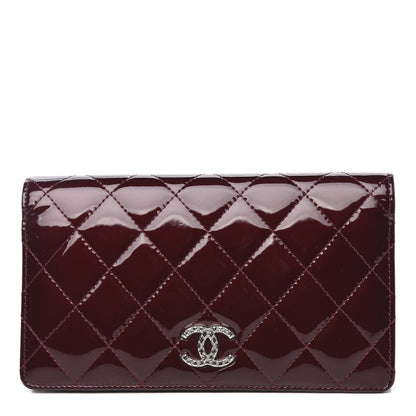 Chanel Patent Quilted Brilliant Yen Wallet Burgundy 1 of 10