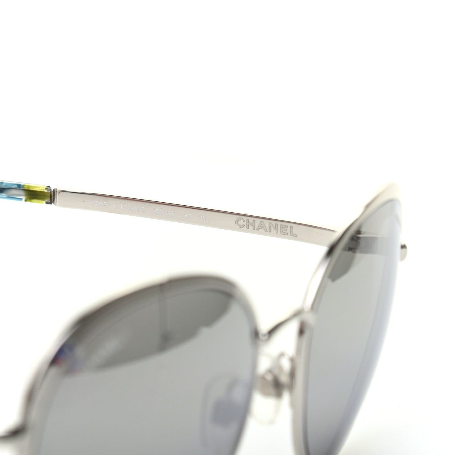 Chanel Metal Spring Round Sunglasses 4206 Silver 5 of 8