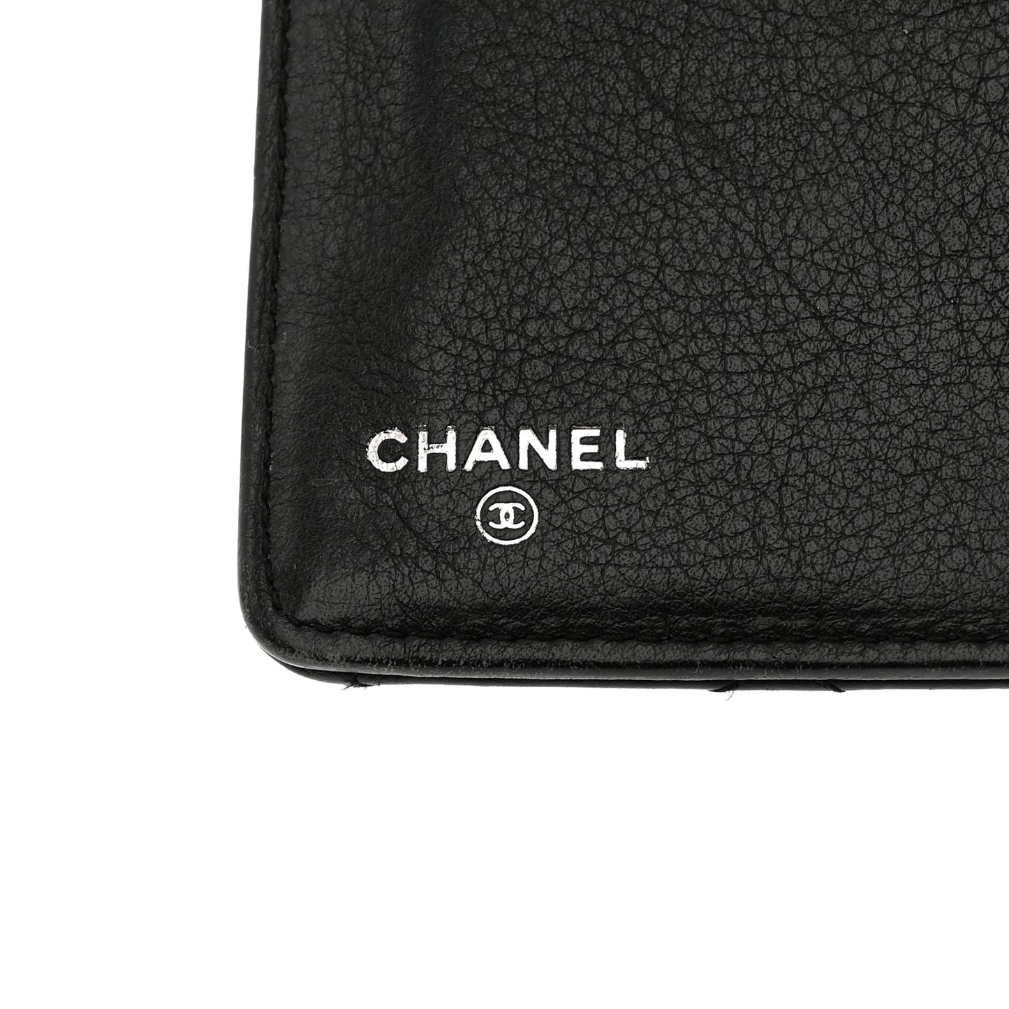 Distressed Caviar Stitched Yen Wallet Black