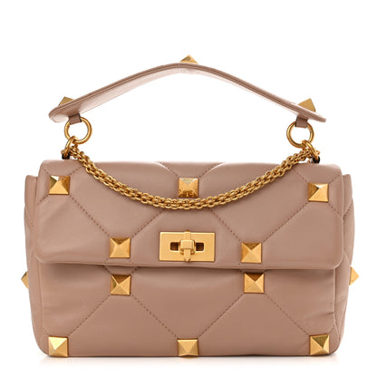 Valentino Garavani Nappa Large Roman Stud Shoulder Bag Rose Cannelle 1 of 9