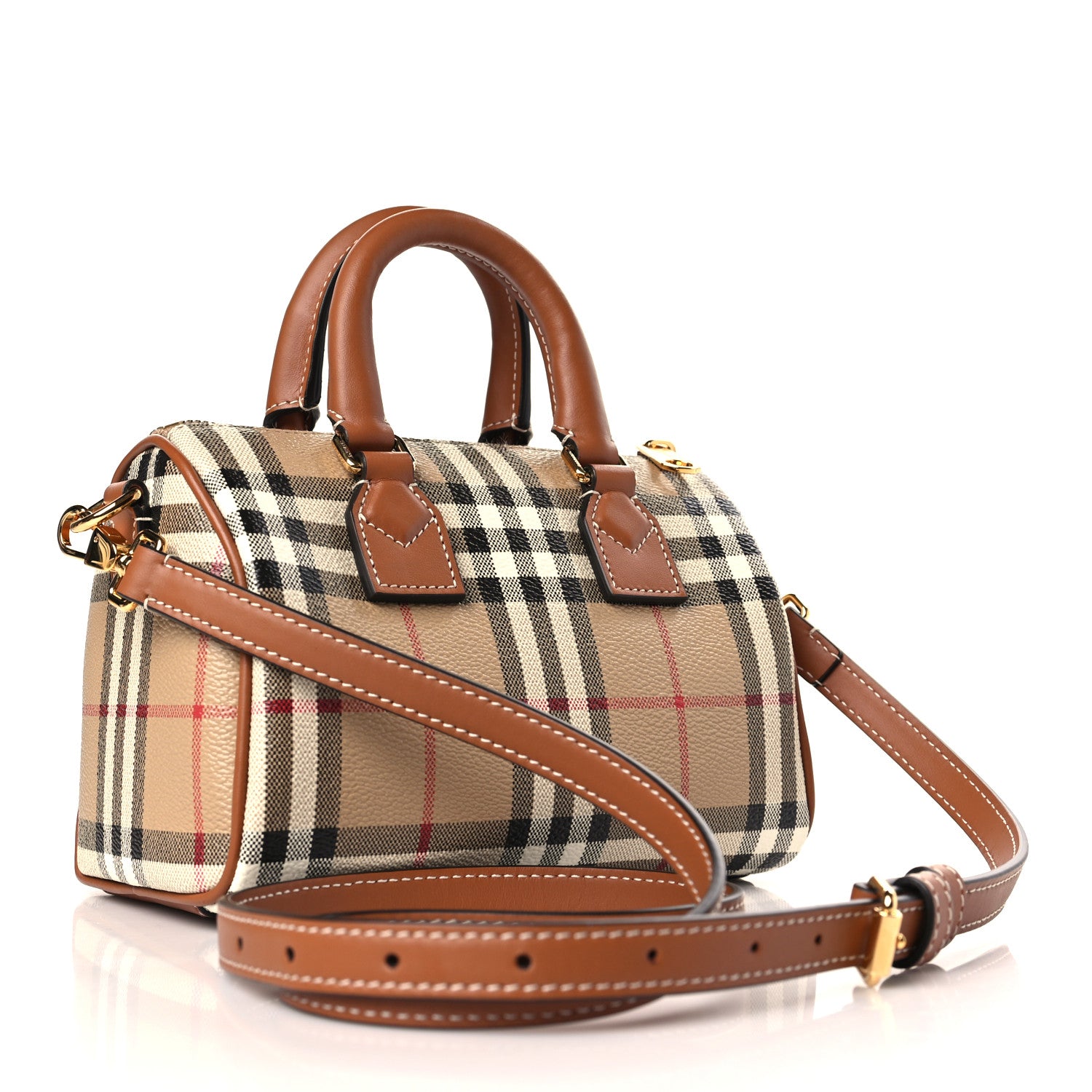 Burberry Check Mini Bowling Bag Brown 3 of 8