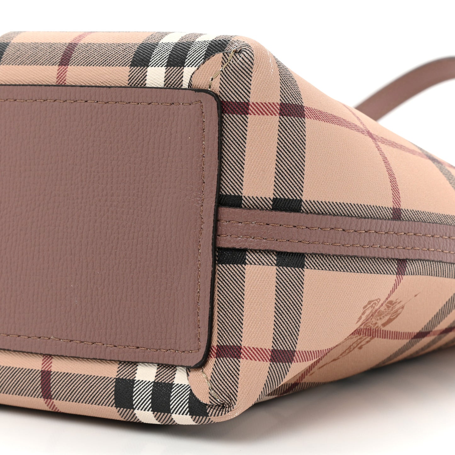 Grainy Calfskin Haymarket Check Medium Reversible Tote Light Elderberry