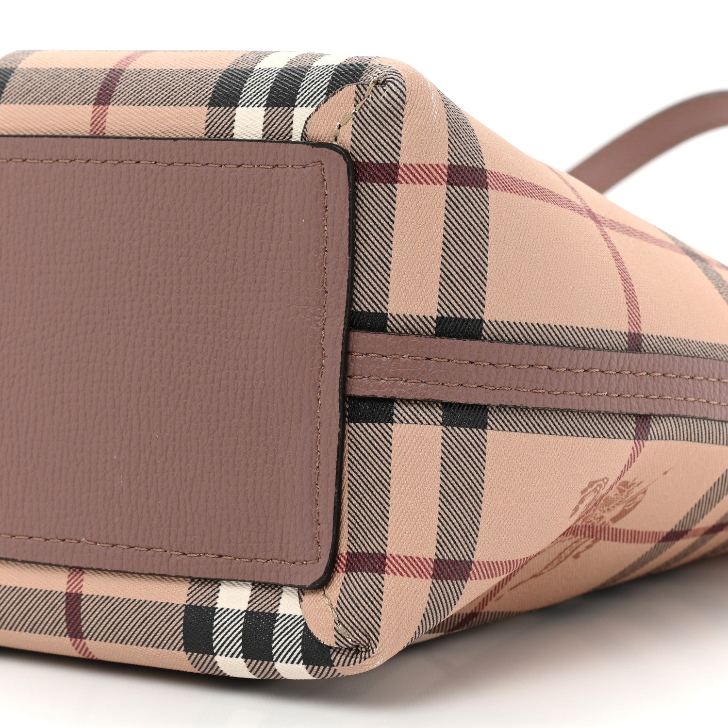 Burberry Grainy Calfskin Haymarket Check Medium Reversible Tote Light Elderberry 8 of 18