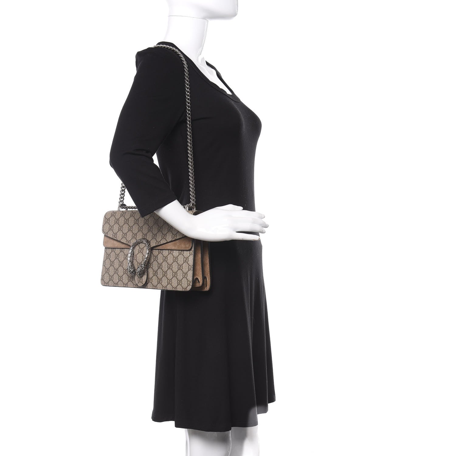 Gucci GG Supreme Monogram Small Dionysus Shoulder Bag Taupe 2 of 13