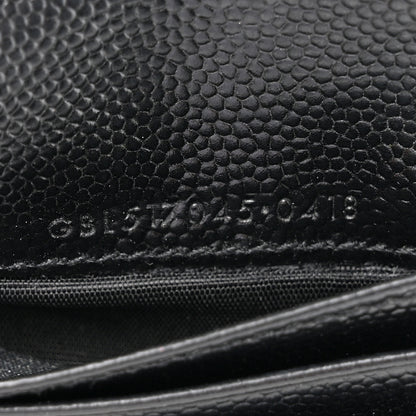 Saint Laurent Grain De Poudre Matelasse Chevron Monogram Zipped Two-Part Wallet Black 9 of 15