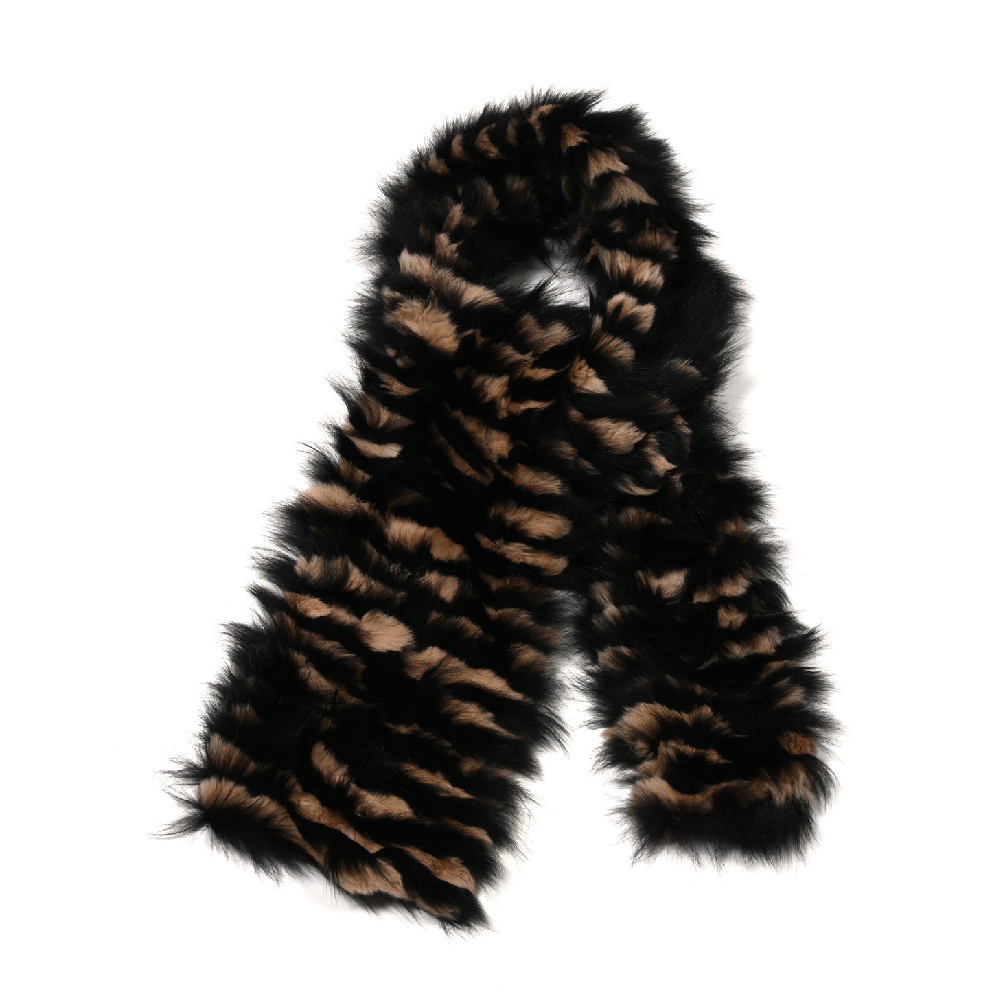 Fur Printed Scarf Black Brown