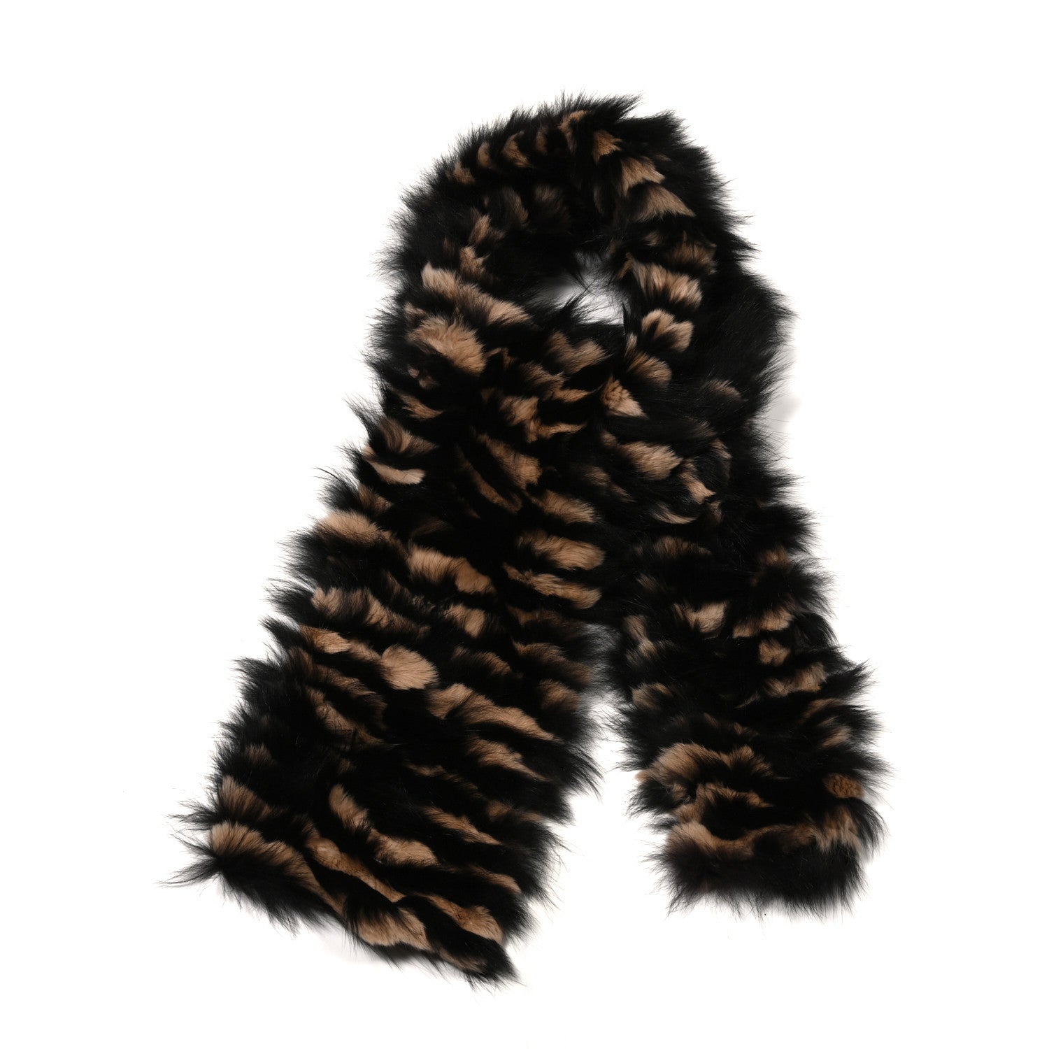 Burberry Fur Printed Scarf Black Brown 1 of 3