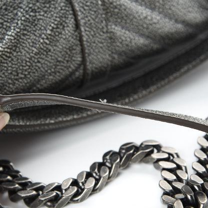Saint Laurent Metallic Grain De Poudre Matelasse Chevron Monogram Medium College Bag Gunmetal 11 of 12